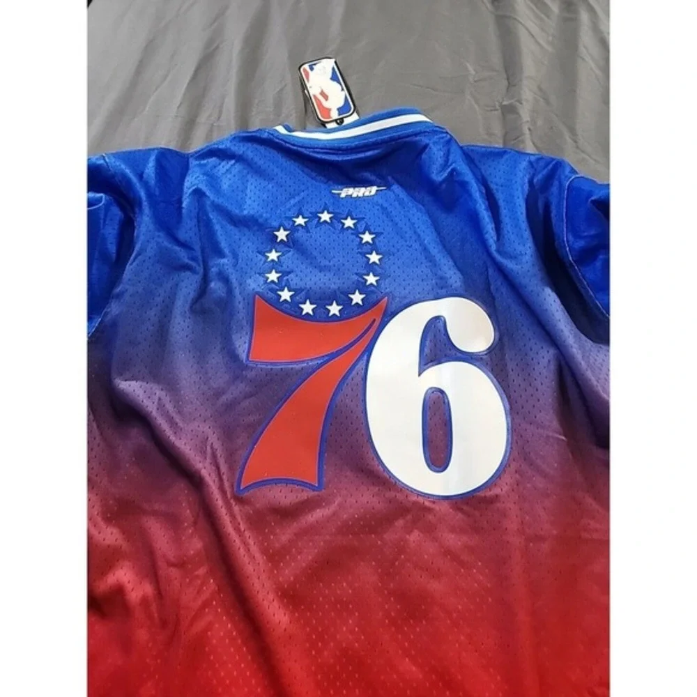 Pro Standard Post Joel Embiid Royal/Red Philadelphia 76ers Ombre Jersey 2XL XXL‎ - Picture 9 of 9